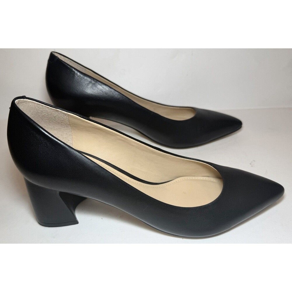 Marc Fisher LTD Yulunda Pumps 6.5M Black Leather Pointed Toe Block Heel NWT